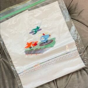 Embroidered Airplane Pillowcase